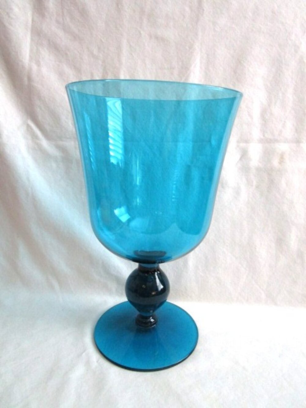 Morgantown Glass Urn Vase Blue 5"x 8" Vintage